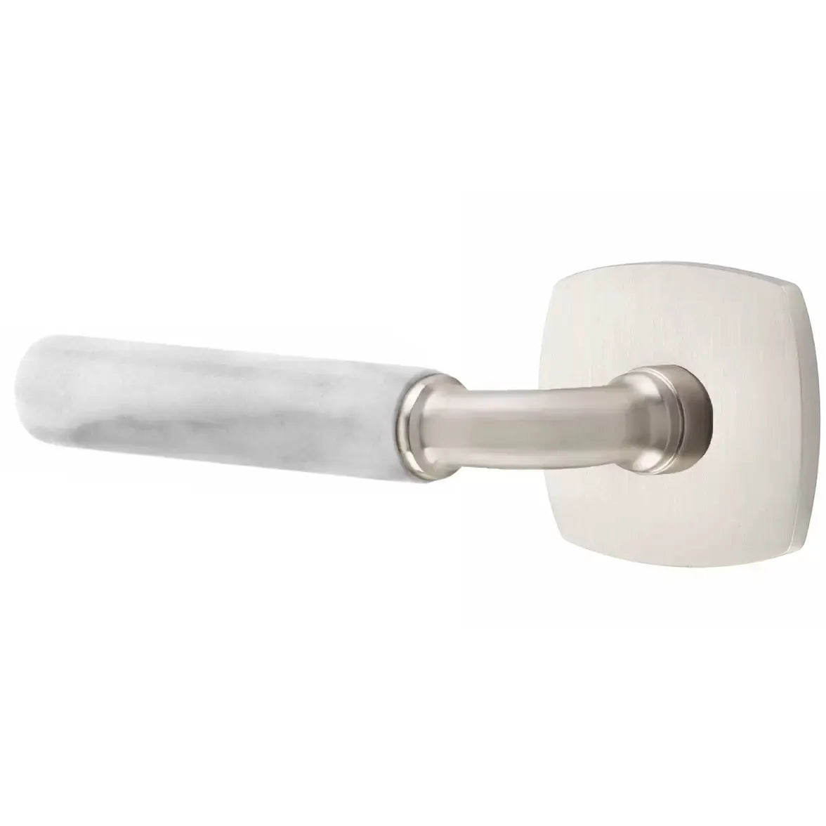 Emtek White Marble Lever with R-Bar Stem and Urban Modern Rose by Emtek