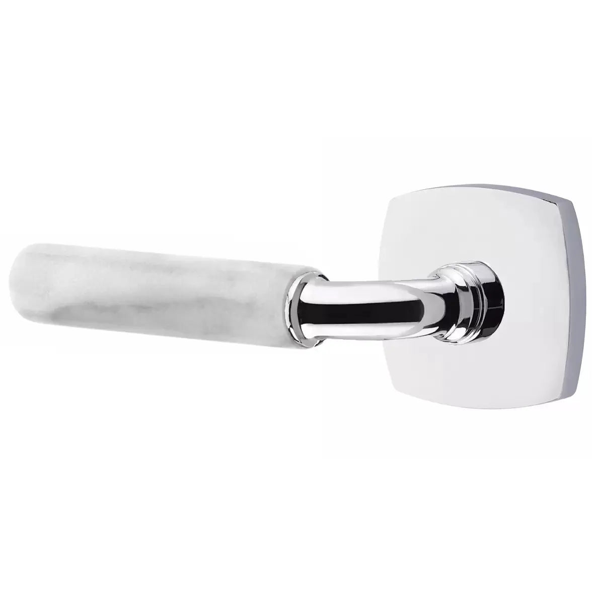 Emtek White Marble Lever with R-Bar Stem and Urban Modern Rose by Emtek