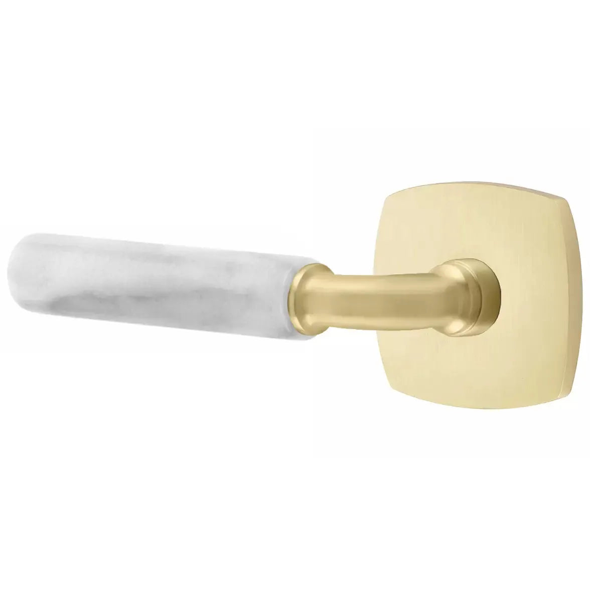 Emtek White Marble Lever with R-Bar Stem and Urban Modern Rose by Emtek