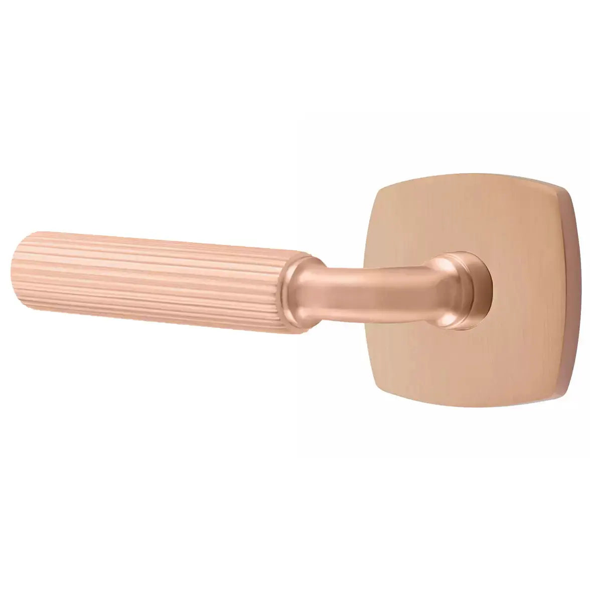Emtek Straight Knurled Lever with R-Bar Stem and Urban Modern Rose by Emtek