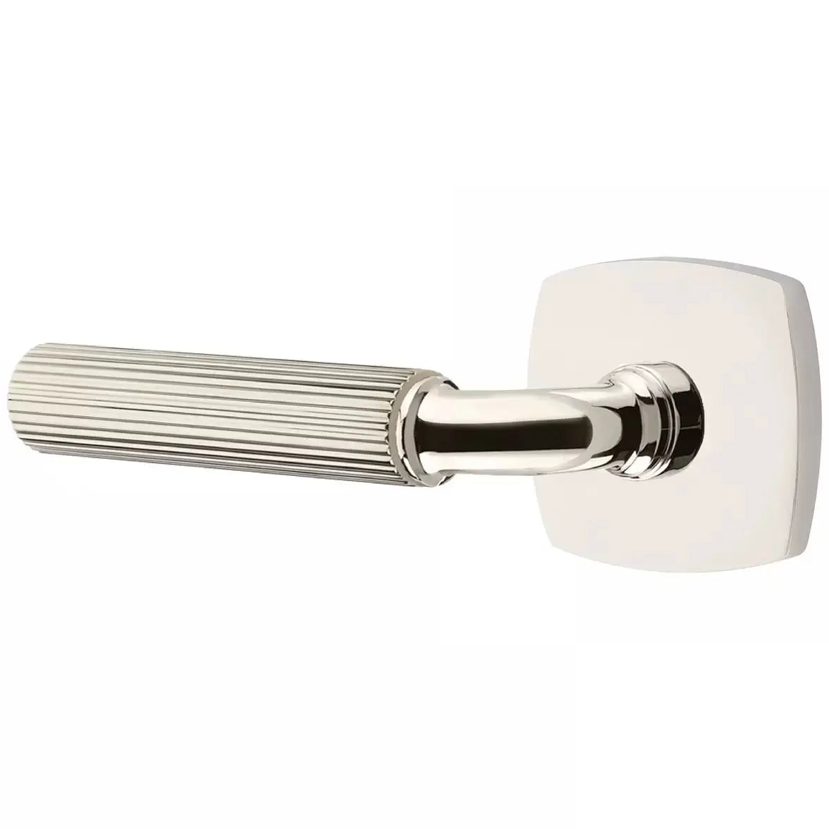 Emtek Straight Knurled Lever with R-Bar Stem and Urban Modern Rose by Emtek