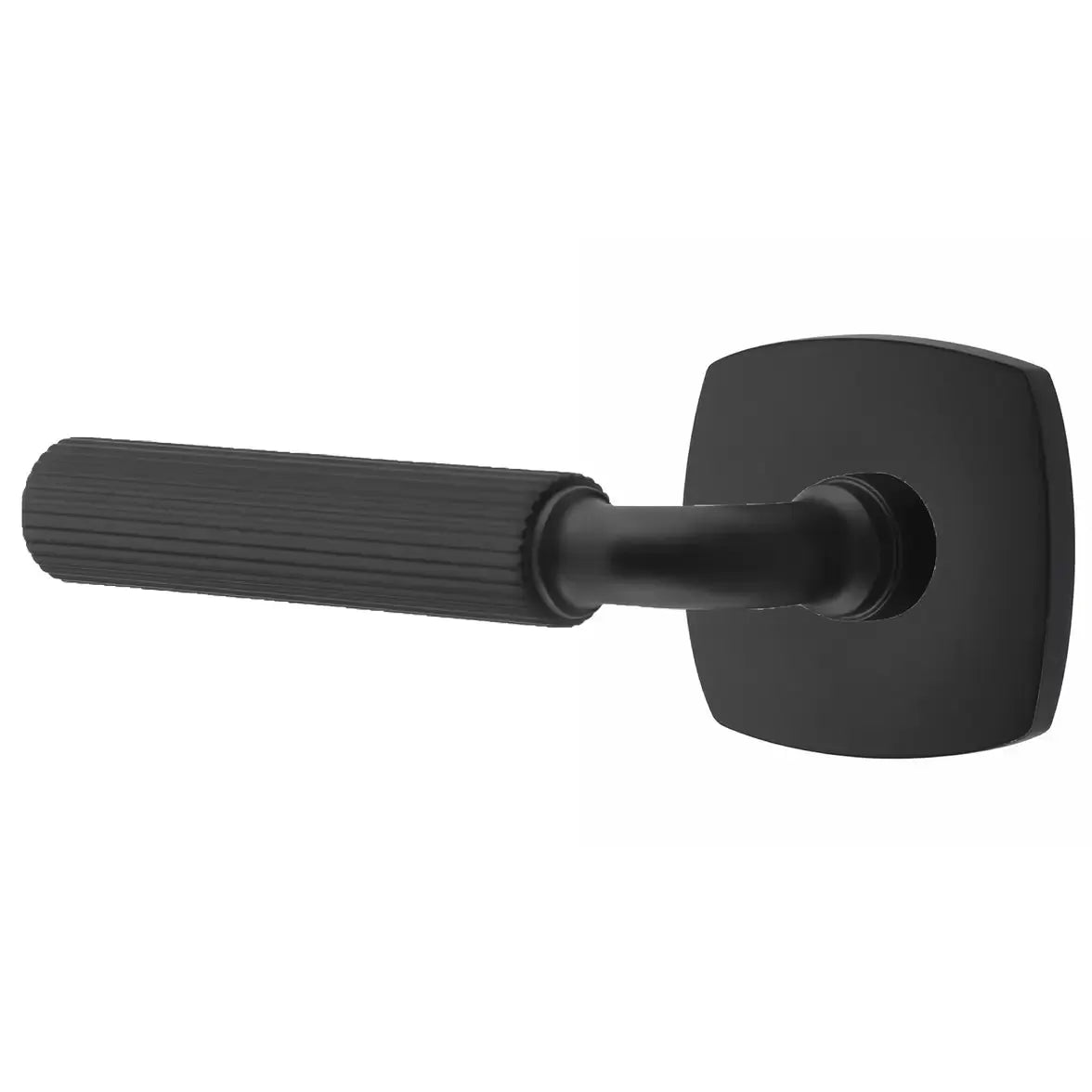 Emtek Straight Knurled Lever with R-Bar Stem and Urban Modern Rose by Emtek