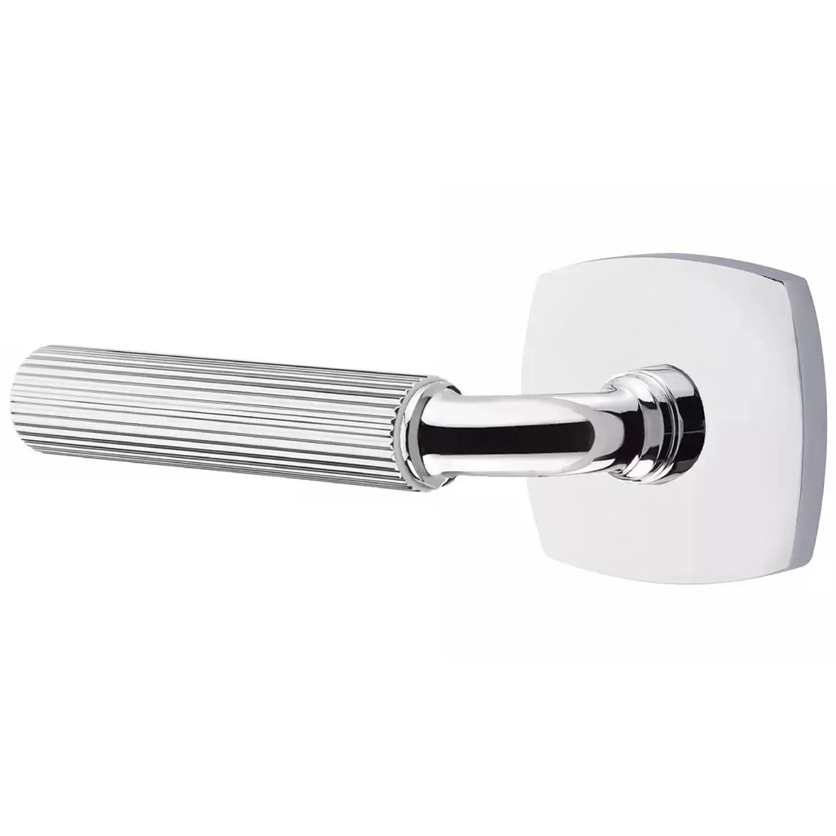 Emtek Straight Knurled Lever with R-Bar Stem and Urban Modern Rose by Emtek