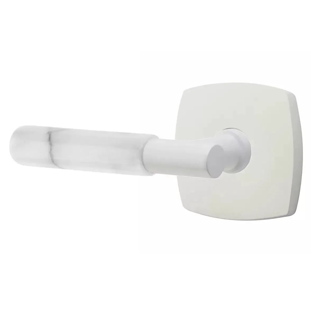 Emtek White Marble Lever with T-Bar Stem and Urban Modern Rose by Emtek