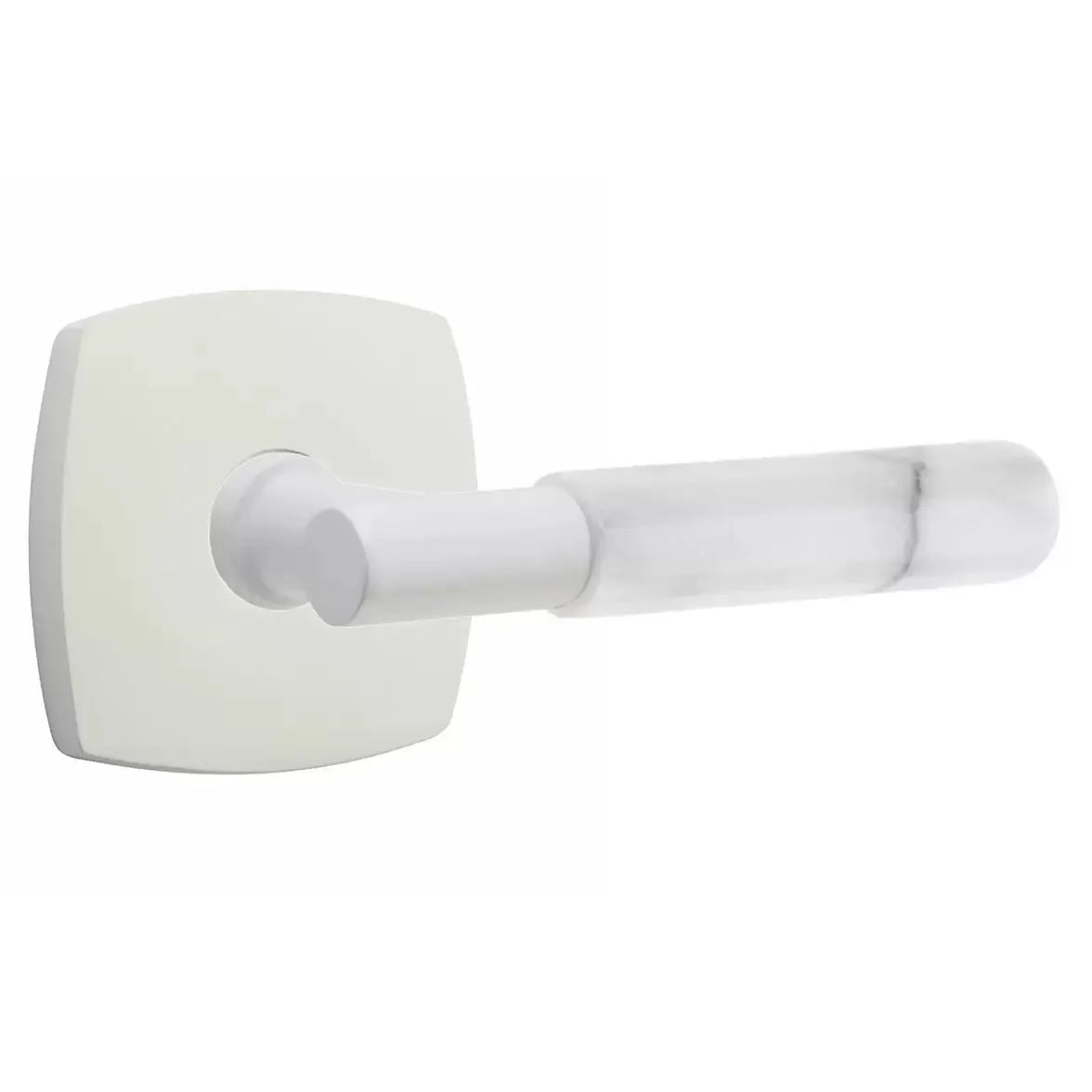 Emtek White Marble Lever with T-Bar Stem and Urban Modern Rose by Emtek