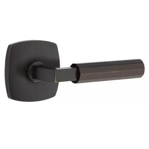 Emtek Faceted Lever with L-Square Stem and Urban Modern Rose by Emtek