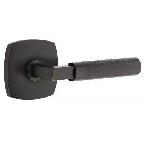 Emtek Knurled Lever with L-Square Stem and Urban Modern Rose