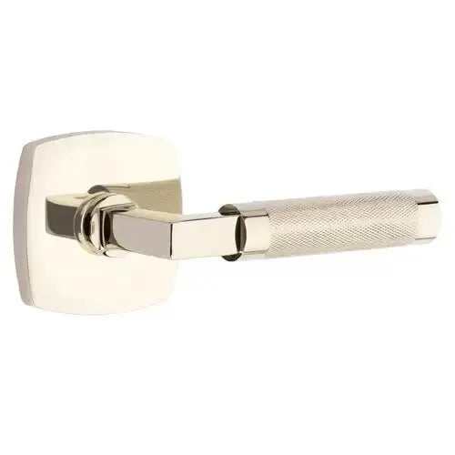 Emtek Knurled Lever with L-Square Stem and Urban Modern Rose