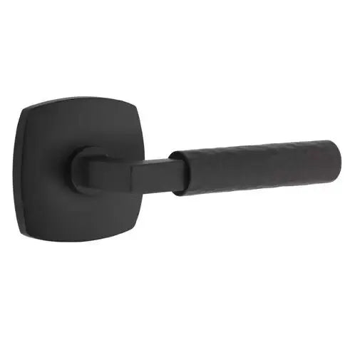 Emtek Hammered Lever with L-Square Stem and Urban Modern Rose by Emtek