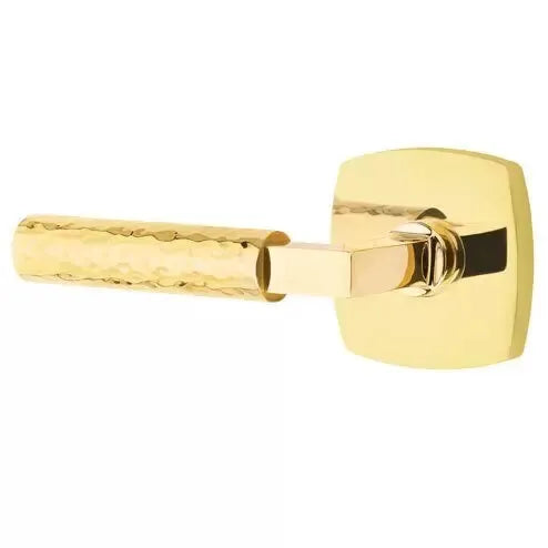 Emtek Hammered Lever with L-Square Stem and Urban Modern Rose by Emtek