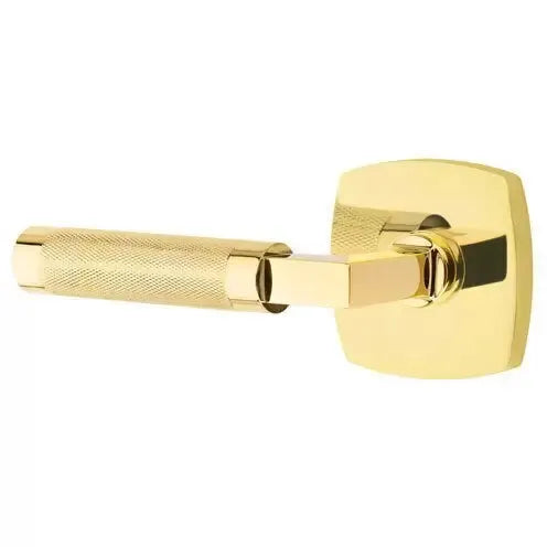 Emtek Knurled Lever with L-Square Stem and Urban Modern Rose