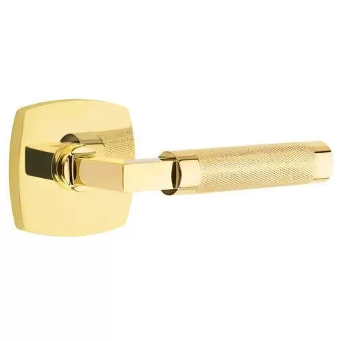 Emtek Knurled Lever with L-Square Stem and Urban Modern Rose