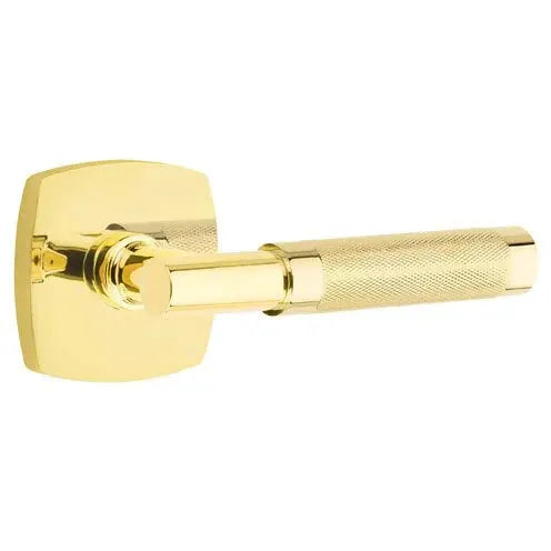 Emtek Knurled Lever with T-Bar Stem and Urban Modern Rose by Emtek