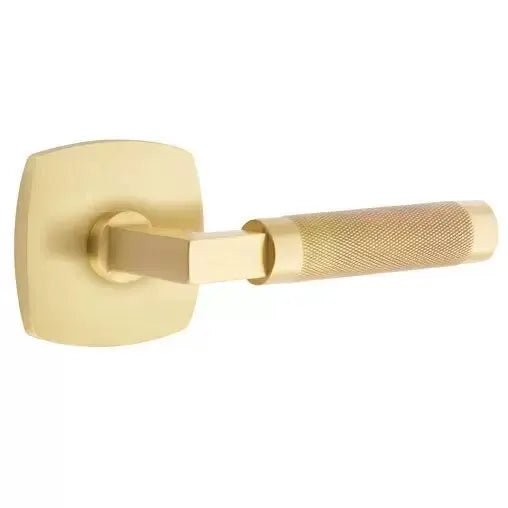 Emtek Knurled Lever with L-Square Stem and Urban Modern Rose