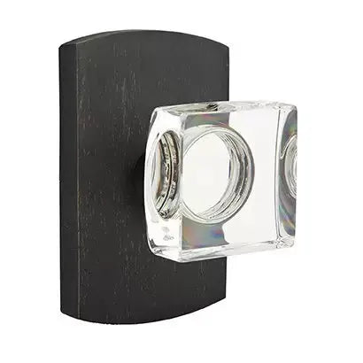 Emtek Modern Square Glass Door Knob with #4 Rose by Emtek