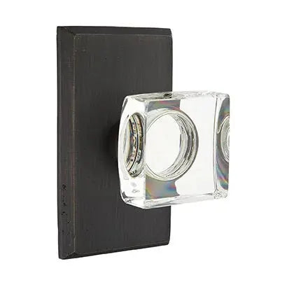 Emtek Modern Square Glass Door Knob with #3 Rose by Emtek