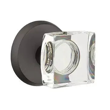 Emtek Modern Square Glass Door Knob with #2 Rose by Emtek