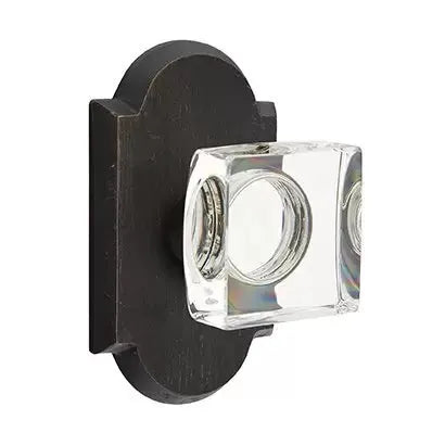 Emtek Modern Square Glass Door Knob with #1 Rose by Emtek
