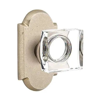 Emtek Modern Square Glass Door Knob with #1 Rose by Emtek