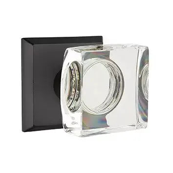 Emtek Modern Square Glass Door Knob with #6 Rose by Emtek