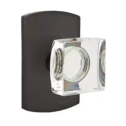 Emtek Modern Square Glass Door Knob with #4 Rose by Emtek