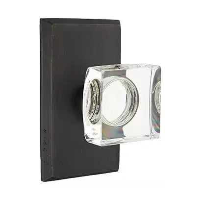 Emtek Modern Square Glass Door Knob with #3 Rose by Emtek