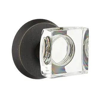 Emtek Modern Square Glass Door Knob with #2 Rose by Emtek