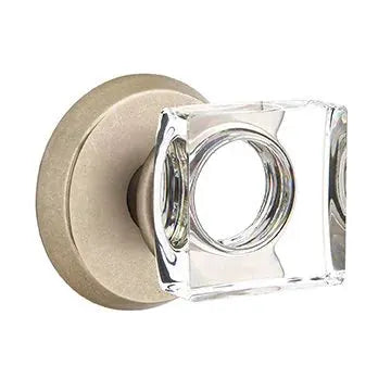 Emtek Modern Square Glass Door Knob with #2 Rose by Emtek