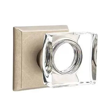 Emtek Modern Square Glass Door Knob with #6 Rose by Emtek