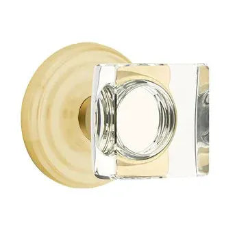 Emtek Modern Square Glass Door Knob with Regular Rose by Emtek