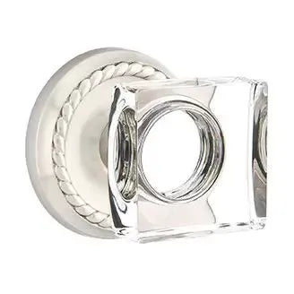 Emtek Modern Square Glass Door Knob with Rope Rose by Emtek
