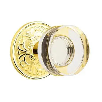 Emtek Modern Disc Glass Door Knob with Lancaster Rose by Emtek