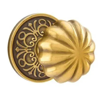 Emtek Melon Door Knob with Lancaster Rose by Emtek