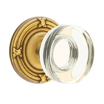 Emtek Modern Disc Glass Door Knob with Ribbon and Reed Rose by Emtek