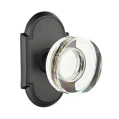 Emtek Modern Disc Glass Door Knob with #8 Rose by Emtek