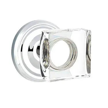 Emtek Modern Square Glass Door Knob with Regular Rose by Emtek