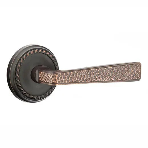 Emtek Hammered Door Lever with Rope Rose by Emtek