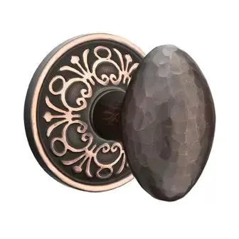 Emtek Hammered Egg Door Knob with Lancaster Rose by Emtek