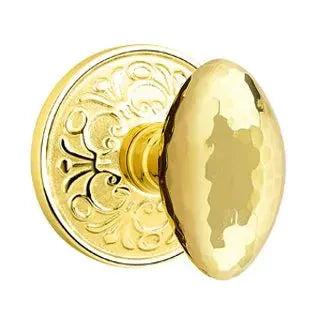 Emtek Hammered Egg Door Knob with Lancaster Rose by Emtek