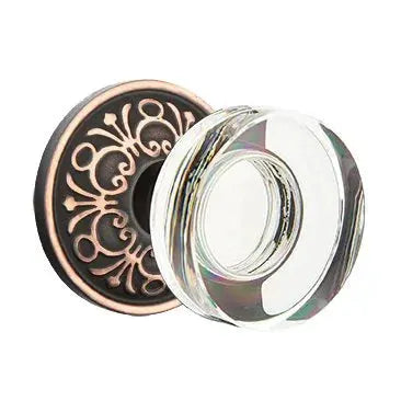 Emtek Modern Disc Glass Door Knob with Lancaster Rose by Emtek