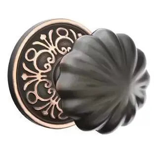 Emtek Melon Door Knob with Lancaster Rose by Emtek