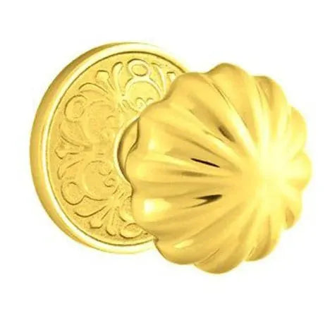 Emtek Melon Door Knob with Lancaster Rose by Emtek