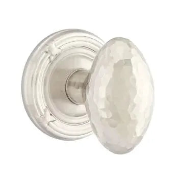Emtek Hammered Egg Door Knob with Ribbon and Reed Rose by Emtek