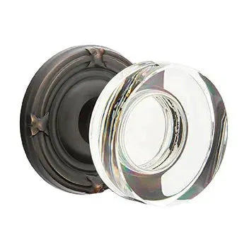 Emtek Modern Disc Glass Door Knob with Ribbon and Reed Rose by Emtek