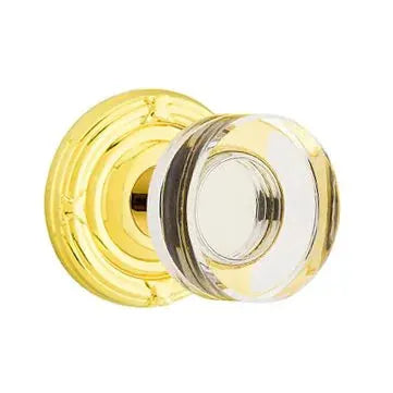 Emtek Modern Disc Glass Door Knob with Ribbon and Reed Rose by Emtek