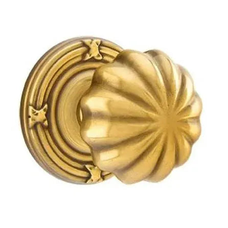 Emtek Melon Door Knob with Ribbon and Reed Rose by Emtek