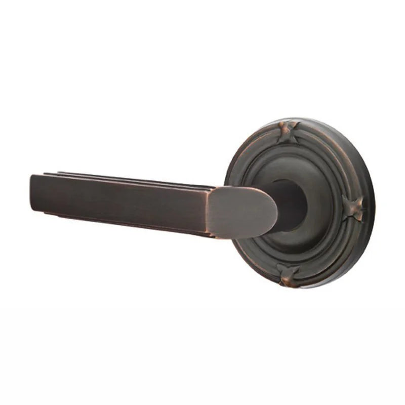Emtek Milano Door Lever with Ribbon and Reed Rose by Emtek