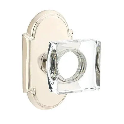 Emtek Modern Square Glass Door Knob with #8 Rose by Emtek