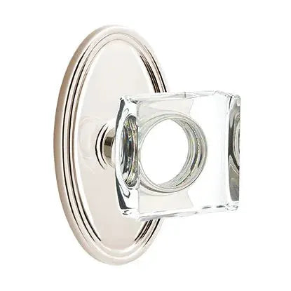Emtek Modern Square Glass Door Knob with Oval Rose by Emtek