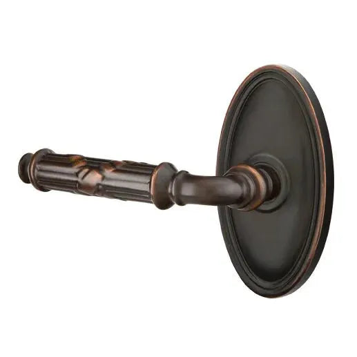 Emtek Ribbon and Reed Lever with Oval Rose by Emtek